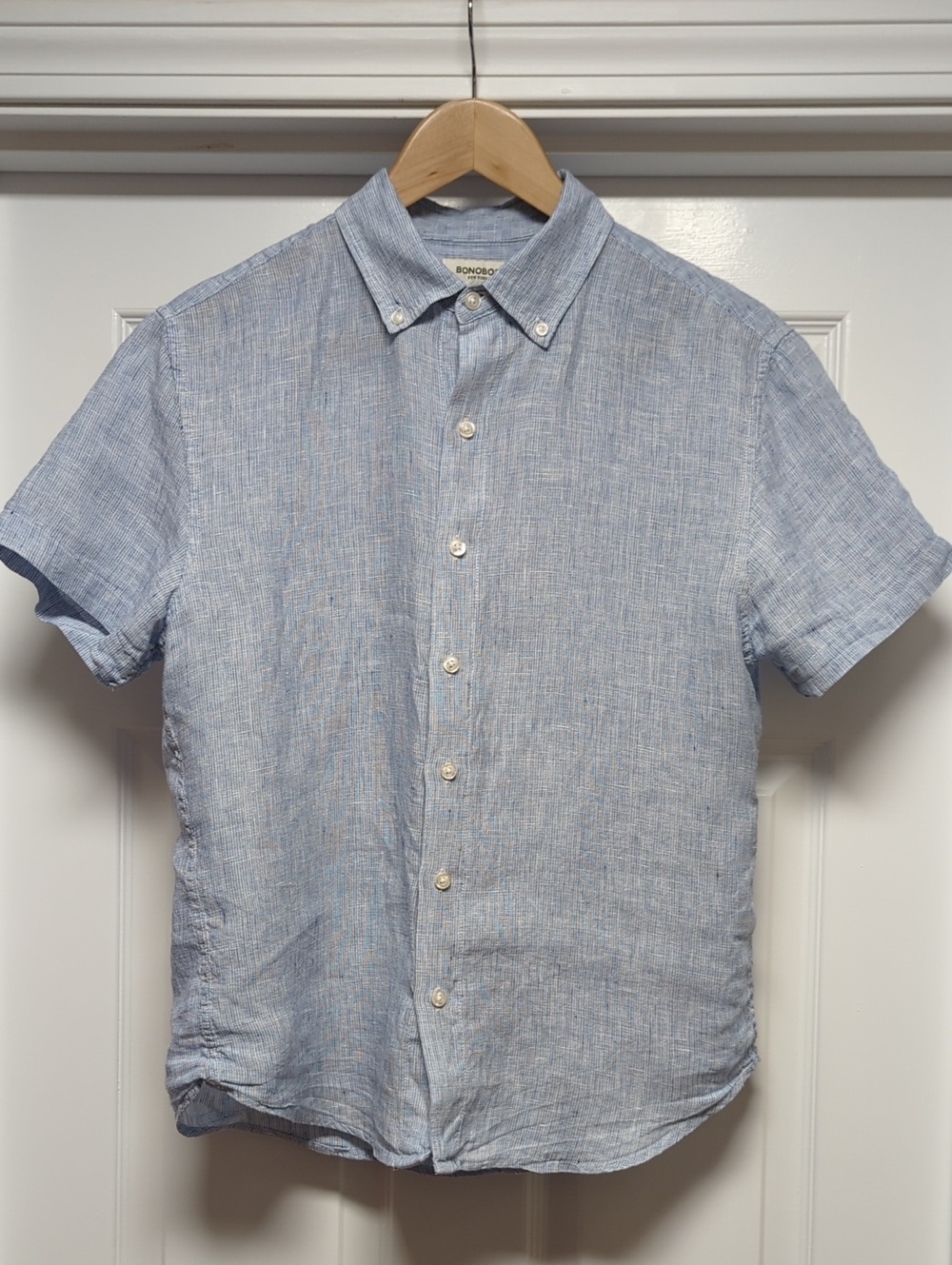 Bonobos Light Blue Short Sleeve Button-Down Linen Shirt